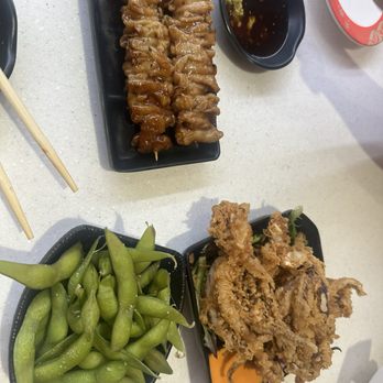 Sushi Omiya Factoria - Yakitori chicken skin, calamari legs, and edamame - Conveyor Belt Sushi Near Me - Bellevue, Washington Sushi Omiya Factoria - Yakitori chicken skin, calamari legs, and edamame - Conveyor Belt Sushi Near Me - Bellevue, Washington