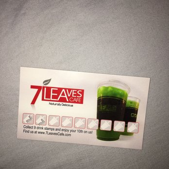 7 Leaves Cafe - Their stamp card! Collect 9 drink stamps and enjoy the 10th one on the house! : ) - Coffee & Tea Near Me - Alhambra, California 7 Leaves Cafe - Their stamp card! Collect 9 drink stamps and enjoy the 10th one on the house! : ) - Coffee & Tea Near Me - Alhambra, California