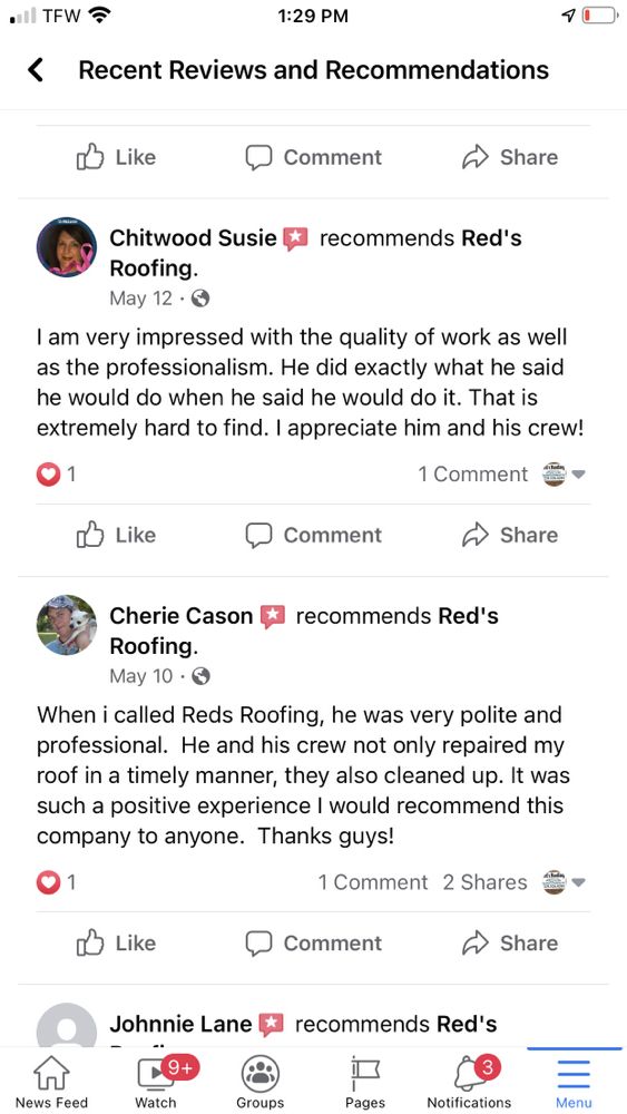 Slide of Red's Roofing & Construction
