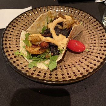 Stella Blu - Shrimp taco served on a beautiful plate - Bars Near Me - Nashua, New Hampshire