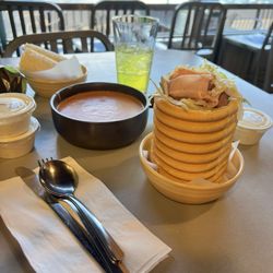 Mount St. Helens and Tomato Gorgonzola soup