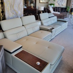 Euroclassic Furniture - Modern Top Grain Leather Grey Sectional at Euroclassic Furniture Store in Portland OR