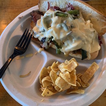Wren House Brewing - Special for the Pecan Pie beer release: Brisket cheesesteak with a side of chips from Little Miss BBQ - Breweries Near Me - Phoenix, Arizona Wren House Brewing - Special for the Pecan Pie beer release: Brisket cheesesteak with a side of chips from Little Miss BBQ - Breweries Near Me - Phoenix, Arizona
