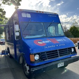 a blue food truck