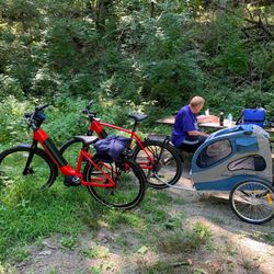 Midwest Cyclery - Our Gazelles on the trail with the Aussie in tow. What a blast!