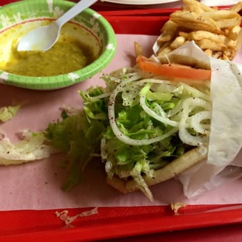 Aladdin Gyro-Cery - Sheesh Kabab combo with lentil soup (partially eaten) - Greek Near Me - Seattle, Washington