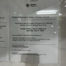 Quest Diagnostics - Closed for 4th of July