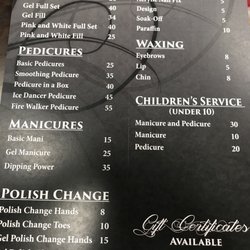 Serenity Nail Bar - Price List