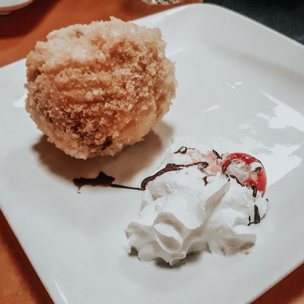 Shangri La - Deep fried ice cream.....the ice cream was mostly fried bread. - Sushi Bars Near Me - Lodi, California Shangri La - Deep fried ice cream.....the ice cream was mostly fried bread. - Sushi Bars Near Me - Lodi, California