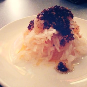 Ivan Ramen - Pickled shaved daikon, dried shrimp and scallop chili oil - Ramen Near Me - New York, New York