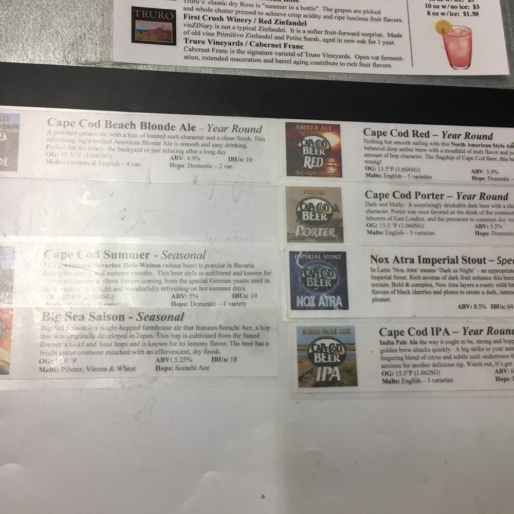 Cape Cod Beer - Beer selection as of 8/14/18 - Breweries Near Me - Hyannis, Massachusetts
