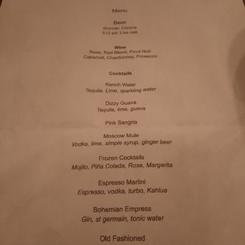 Boheme - Cocktail menu - Bars Near Me - Houston, Texas