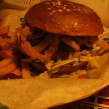 Chili's - My friend's Shiner Bock Burger.  Do you get a shinner when you eat it. - Tex-Mex Near Me - Diamond Bar, California