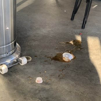 Crawfish Cafe - Staff member just left this mess he dropped on the ground and never came back to clean it up. Another server slipped on it later - Seafood Near Me - Houston, Texas