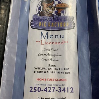 Bear's Eatery - Menu - American Near Me - Kimberley, British Columbia Bear's Eatery - Menu - American Near Me - Kimberley, British Columbia