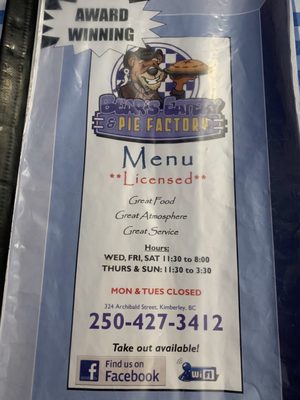 Menu photo 2 Bear's Eatery Kimberley, BC Menu photo 2 Bear's Eatery Kimberley, BC