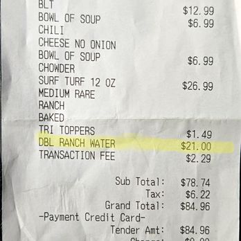 Buzz Inn Steakhouse - Receipt - Steakhouses Near Me - Snohomish, Washington
