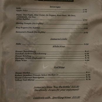 Samurai's Japanese Steakhouse - Menu May 2025 - Japanese Near Me - Spanaway, Washington Samurai's Japanese Steakhouse - Menu May 2025 - Japanese Near Me - Spanaway, Washington