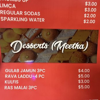 Desi Kitchen - a menu for desserts - Indian Near Me - Houston, Texas