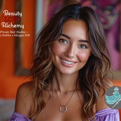 Beauty Love Alchemy - Long Layers Smokey Brunette with a face-framing haircut.