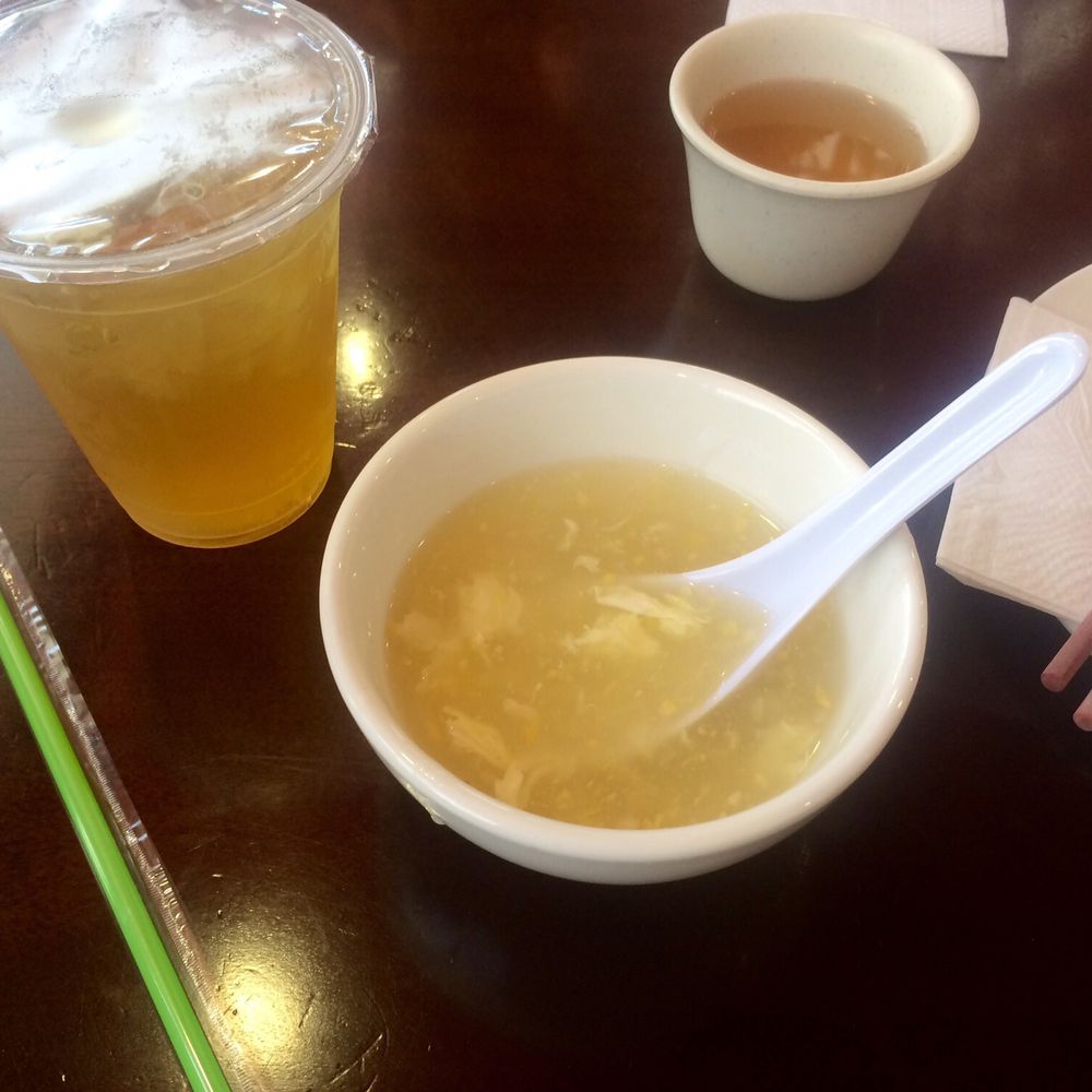 101 Cafe - Egg drop soup and iced green tea that comes with lunch combi - Taiwanese Near Me - Diamond Bar, California 101 Cafe - Egg drop soup and iced green tea that comes with lunch combi - Taiwanese Near Me - Diamond Bar, California