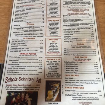 Scholz Garten - Menu. Everything is pretty well explained. - German Near Me - Austin, Texas
