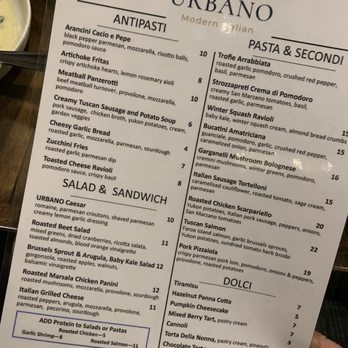 URBANO Modern Italian - Menu - Italian Near Me - Sterling, Virginia