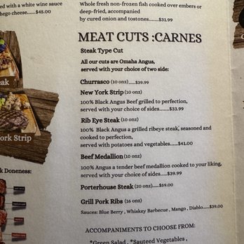 El Tablado - Menu: Steak options - Caribbean Near Me - Greater Northdale, Florida El Tablado - Menu: Steak options - Caribbean Near Me - Greater Northdale, Florida