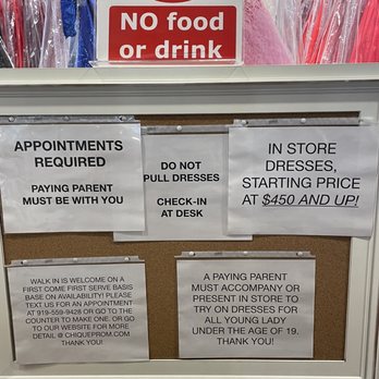 Chique Prom - Policies at front of store - Formal Wear Near Me - Raleigh, North Carolina Chique Prom - Policies at front of store - Formal Wear Near Me - Raleigh, North Carolina