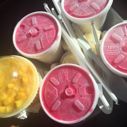MangoPineapple & Strawberry. Condensed milk on side