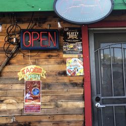 Mama Saras Taco Shop - Entry door and restrooms