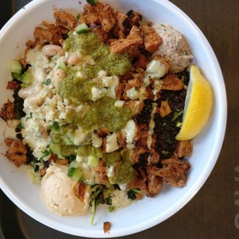 CAVA - Black Lentil Grain and Salad Bowl w/ Spicy Chicken - Mediterranean Near Me - Austin, Texas