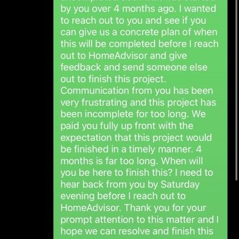 Griffin and sons - My text to Tyson asking when he was going to finish the project. - Handyman Near Me Griffin and sons - My text to Tyson asking when he was going to finish the project. - Handyman Near Me