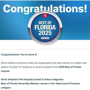 Good Shepherd Pet Hospital - Very well deserved! - Veterinarians Near Me - Odessa, Florida Good Shepherd Pet Hospital - Very well deserved! - Veterinarians Near Me - Odessa, Florida