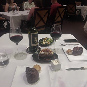 Edge Steakhouse - Prix Fixe - Filet w/roasted garlic. Loaded Baked Potato, and wife's side of Asparagus. Paired w/ Prisoner Vineyards Zinfandel. Exquisite. - Steakhouses Near Me - Las Vegas, Nevada Edge Steakhouse - Prix Fixe - Filet w/roasted garlic. Loaded Baked Potato, and wife's side of Asparagus. Paired w/ Prisoner Vineyards Zinfandel. Exquisite. - Steakhouses Near Me - Las Vegas, Nevada