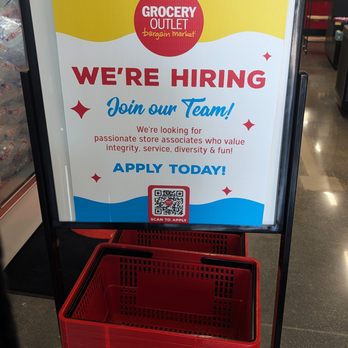 Grocery Outlet - This is their We're Hiring Sign where you can get baskets for shopping. Photo taken August 23, 2026. - Grocery Near Me - Virginia Beach, Virginia Grocery Outlet - This is their We're Hiring Sign where you can get baskets for shopping. Photo taken August 23, 2026. - Grocery Near Me - Virginia Beach, Virginia
