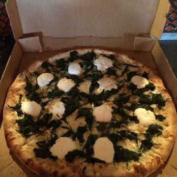 Home Slice Pizza - White pie with spinach - Pizza Near Me - Austin, Texas