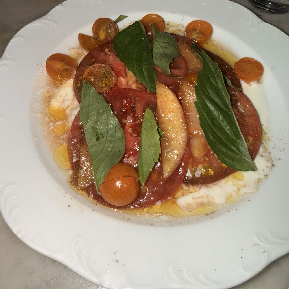 Maison Premiere - Tomato peach stracciatella salad - Seafood Near Me - Brooklyn, New York Maison Premiere - Tomato peach stracciatella salad - Seafood Near Me - Brooklyn, New York