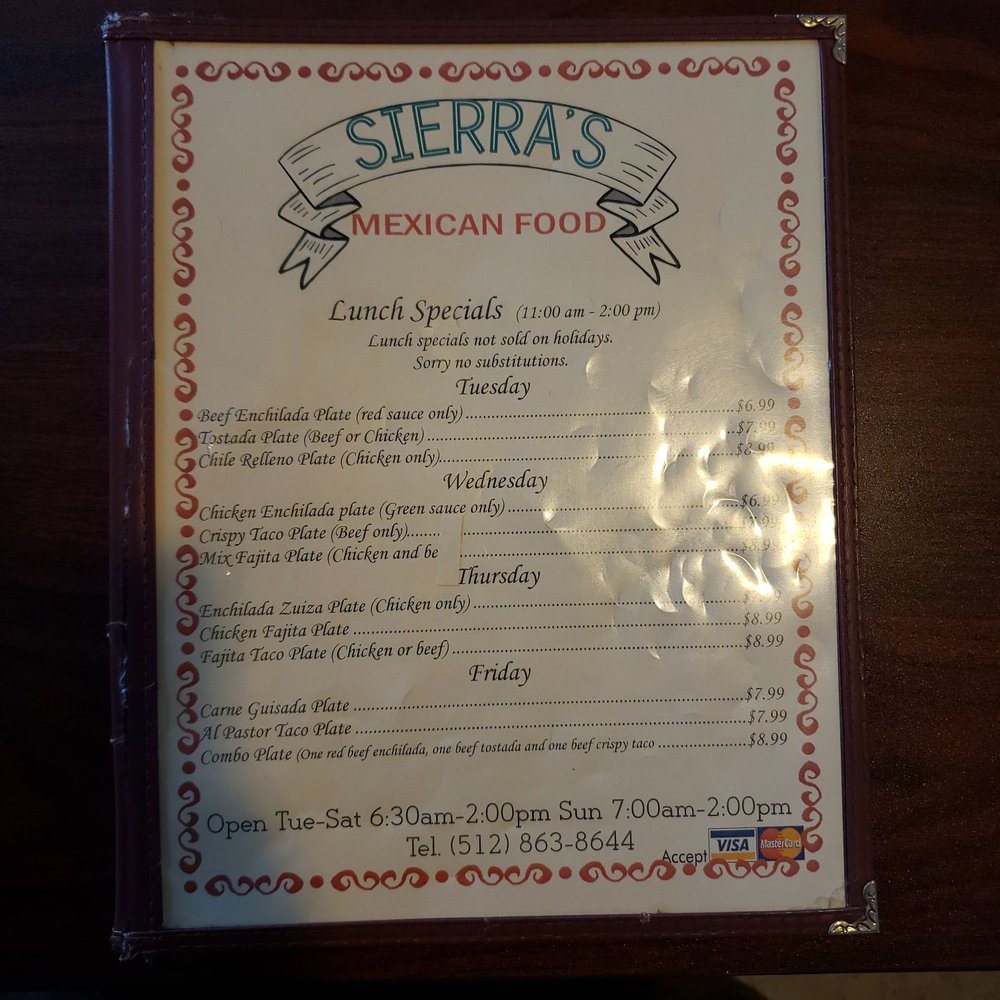 a menu for mexican food