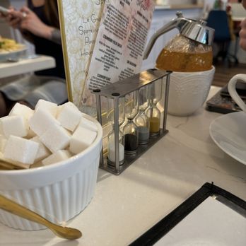 Babe’s Tea Room - Sugar cubes, honey, and tea timer - Tea Rooms Near Me - Denver, Colorado
