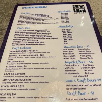 Loft Kitchen & Bar - Drink menu - Lounges Near Me - Irving, Texas