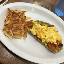 Avocado toast w/scrambled egg & cheese