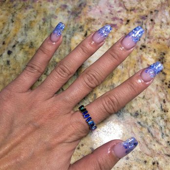 Five Star Nails & Spas - Ombré blue glitter coffin acrylics by Tommy! The best. - Nail Salons Near Me - Phoenix, Arizona Five Star Nails & Spas - Ombré blue glitter coffin acrylics by Tommy! The best. - Nail Salons Near Me - Phoenix, Arizona
