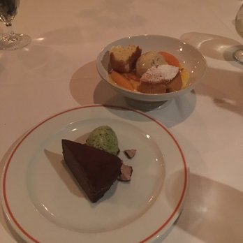 FIG - Peach Melba and Chocolate Crepe Cake - New American Near Me - Charleston, South Carolina FIG - Peach Melba and Chocolate Crepe Cake - New American Near Me - Charleston, South Carolina