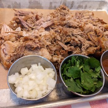 Chancho Tortilleria - Yes, you buy your meat by weight! 1lb of carnitas. comes with raw onion, salsa, and cilantro - Mexican Near Me - Vancouver, British Columbia Chancho Tortilleria - Yes, you buy your meat by weight! 1lb of carnitas. comes with raw onion, salsa, and cilantro - Mexican Near Me - Vancouver, British Columbia