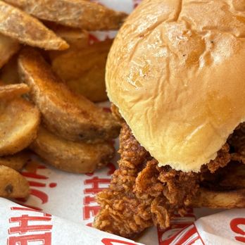 The Red Chickz - HONEY BUTTER CHICKZ SANDWICH with potato wedges - Chicken Shop Near Me - Carlsbad, California