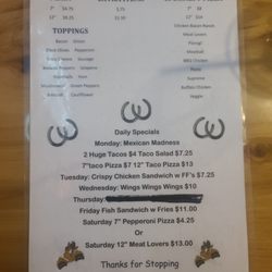 The Mustang Bar - Menu