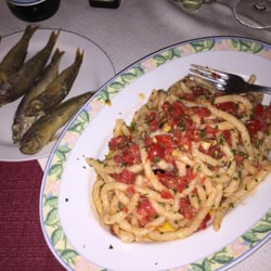 Al Vicoletto - busiate pasta with pesto trapanese and fried fish