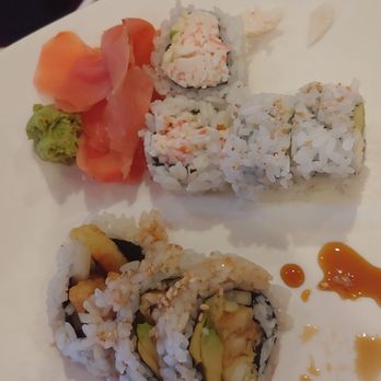 Midori Sushi - California and Calamari Rolls... sorry couldn't wait, was hungry!! - Japanese Near Me - Irving, Texas