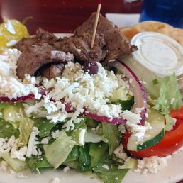 London broil with Greek salad London broil with Greek salad